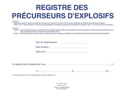 Registre des prcurseurs d'explosifs - Page de garde
