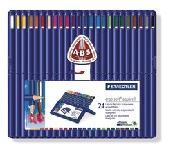 Etui de 24 crayons de couleur aquarellables Staedtler - Modle Ergo Soft
