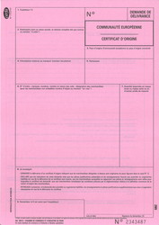 Certificat d'Origine - Cerfa 11012*01 - Demande de dlivrance laser x 100