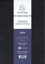 Agendas Exacompta 2024 - Modle Consultations - 294421E Noir