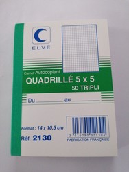 Carnet autocopiant quadrill 5x5