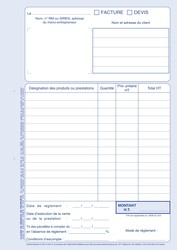 Auto-entrepreneur - Carnet de 50 devis et/ou factures autocopiantes A4 - Trac