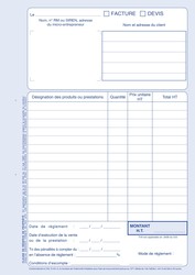 Auto-entrepreneur - Carnet de 50 devis et/ou factures autocopiantes A4 - Trac