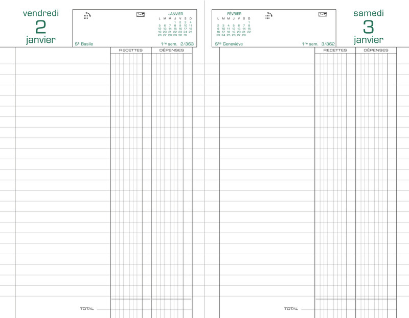 Agenda Exacompta 2024 - Modèle Recettes Dépenses - 38173E