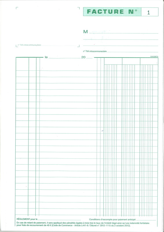 Carnet de 50 factures en triple exemplaires - Format A4 - 13288E