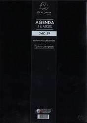 Agenda Exacompta 2025-2026 - Modle SAD 29 - Rfrence 29777E Noir