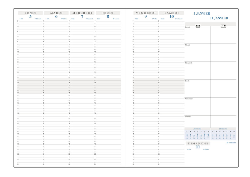 AGENDA BUREAU EXACOMPTA - journalier 2024 - 165 x 245 mm - couverture  grainée noire