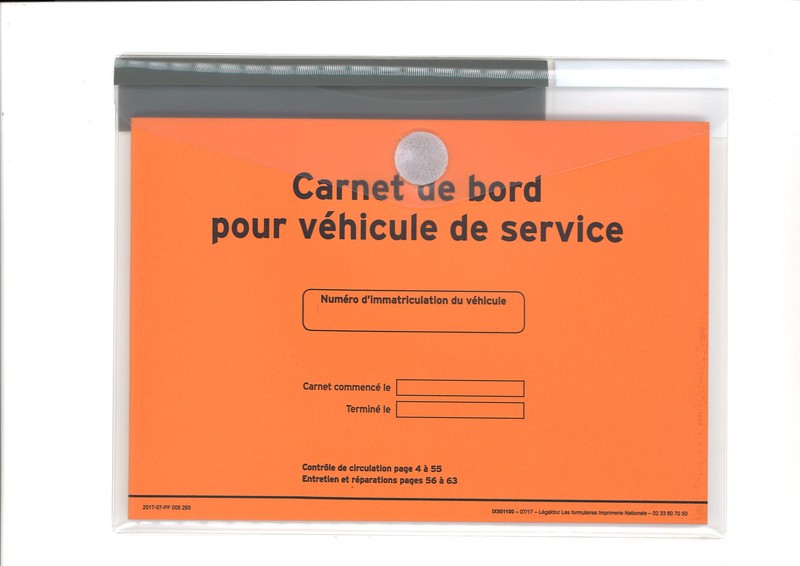 Carnet de bord pour véhicule de société ou service avec pochette