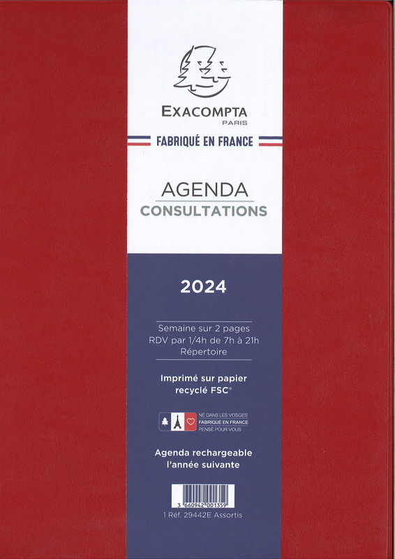 Agendas Exacompta 2024 - Modèle Consultations - 29442E