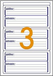 Etiquette adhsive 'Expdition' - Format 66 x 133 mm - Coins arrondis