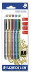 Pochette de 5 stylos feutres Staedtler &quot;Metallic&quot; - Or, Argent, Rose, Bleu, Vert