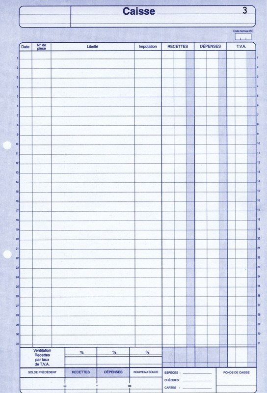 Journal de caisse carbonné de marque Elve contenant 50 fiches