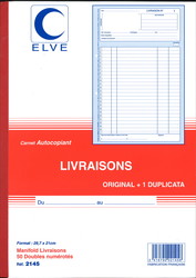 Carnet de 50 bons de livraison en duplicata - Format A4 - 2145