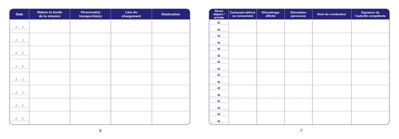 Carnet de bord pour véhicule de société ou service avec pochette de