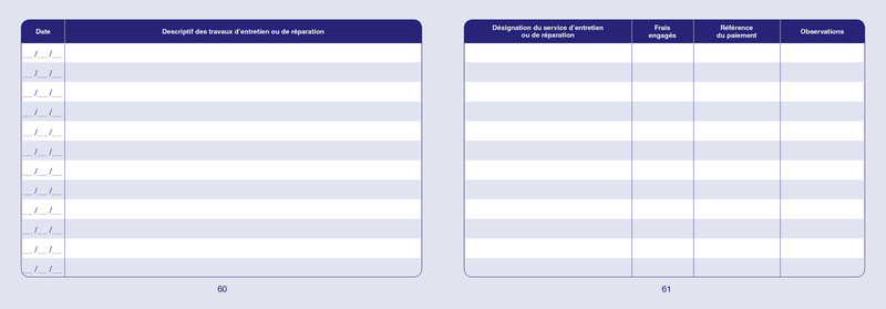 Carnet de bord pour véhicule de service