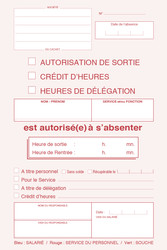 Fiche heure de dlgation rouge pour le service du personnel