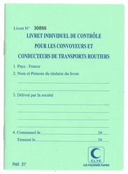 Livret de controle pour chauffeur routier - Cerfa 47-0100 - Elve