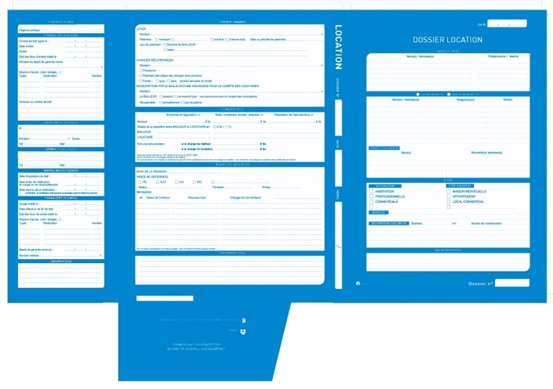 Chemise dossier centralisateur bleue pour location immobilière à