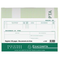 Registre mouvements de titres - Emballage - Exacompta 91E
