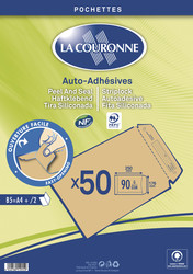 Pack de 50 Enveloppes Kraft pour format B5 - 25 x 17,6 cm - Marque La Couronne