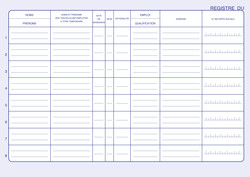 Registre du Personnel - Format A4 - Trac page de gauche