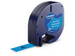 Cassette de ruban Plastique 12 mm x 4 m pour titreuse Dymo LetraTag - Noir sur Bleu