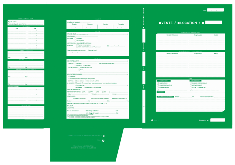 Chemise dossier centralisateur verte pour transaction immobilière