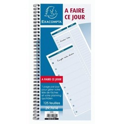 Carnet de 125 Planning journalier - A faire ce jour - Exacompta 5380E