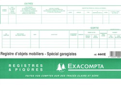 Livre de police Garagistes - Vhicules d'Occasion - Marque Exacompta - Trac vert