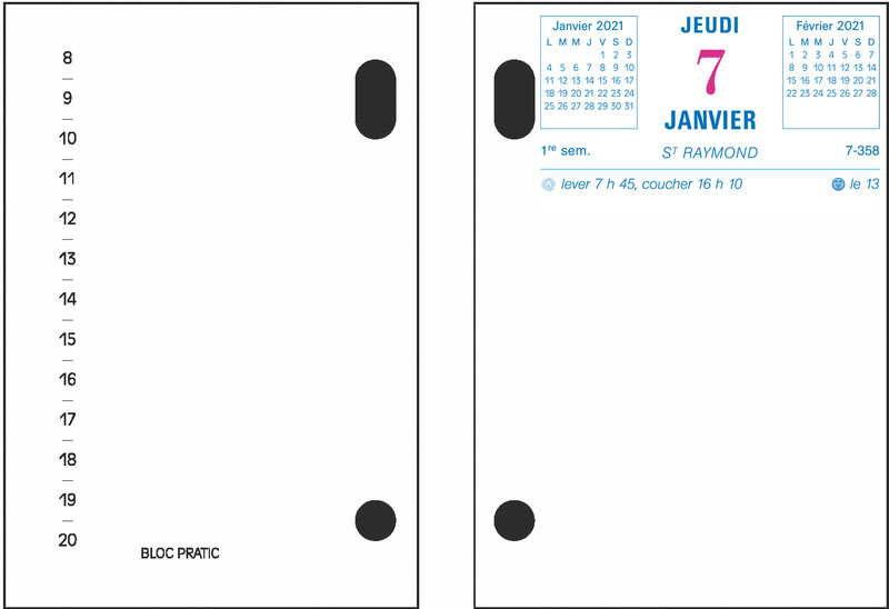 Bloc éphéméride date à droite