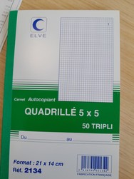 Carnet autocopiant quadrill� 5x5