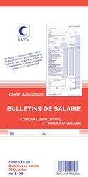 Bulletins de payes - Carnet de 50 bulletins autocopiants - 2158