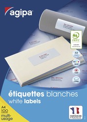 Boite de 400 étiquettes adhésives blanches - Format 148,5 x 105 mm - Coins carrés