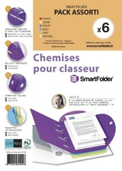 Pack 6 chemises Smartfolder pour classeur - Coloris assortis