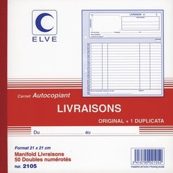 Carnet de 50 bons de livraison en duplicata - Format 21 x 21 - 2105