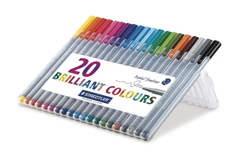 Pochette de 20 stylos feutre Staedtler-Triplus fineliner couleur