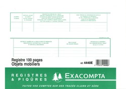 Registre d'objets mobiliers - Marque Exacompta