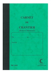 Carnet de chantier - Suivi du temps de travail - Mensuel - Vert