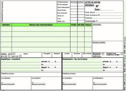 Lettre de voiture pour transport routier national - Feuillet 1 Transporteur (Vert)