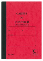 Carnet de chantier - Suivi du temps de travail - Mensuel - Rouge