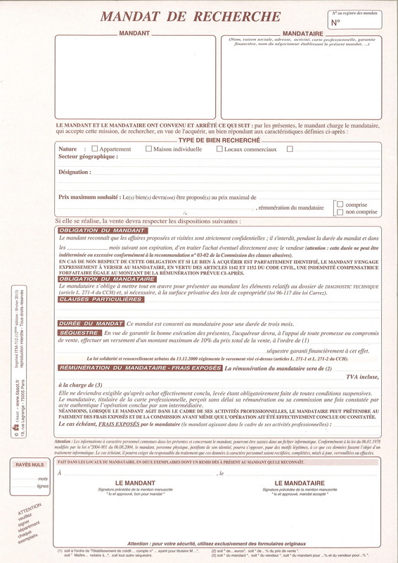 Mandat de recherche immobilier pdf