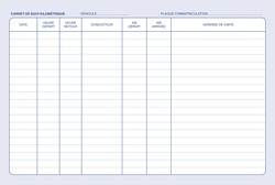 Carnet de suivi kilomtrique pour vhicules - Format A4