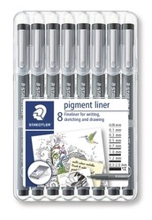 Pochette de 8 stylos feutres Pigment Liner Staedtler - 8 largeurs assorties