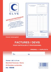 Auto-entrepreneur - Carnet de 50 devis et/ou factures autocopiantes - A4