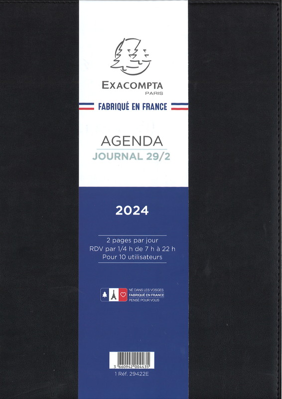 Agenda 2024: Journalier 1 page par jour avec heure, 12 mois de