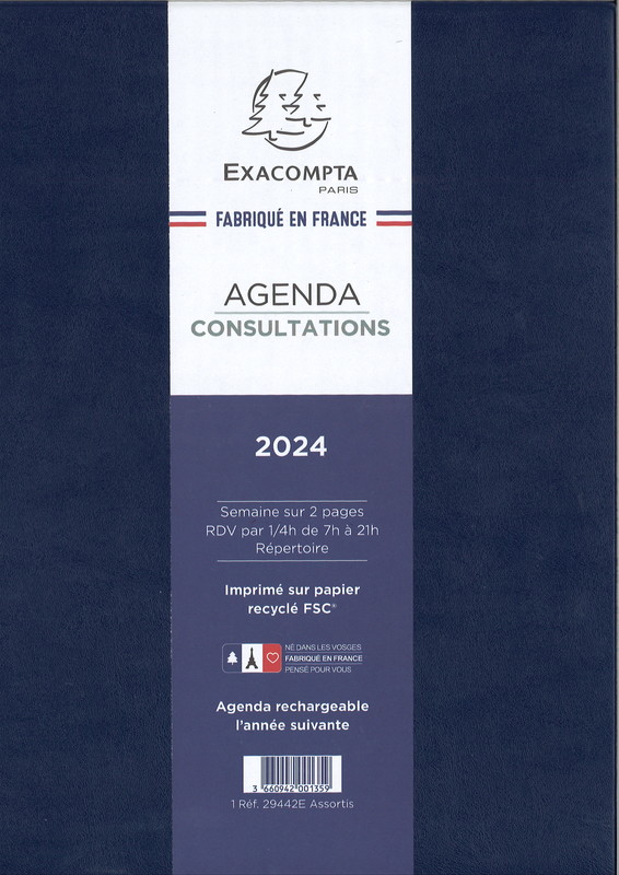Agenda Exacompta 2024 - Modèle Consultations avec spirales en vente à Lyon  - Papeterie Gouchon