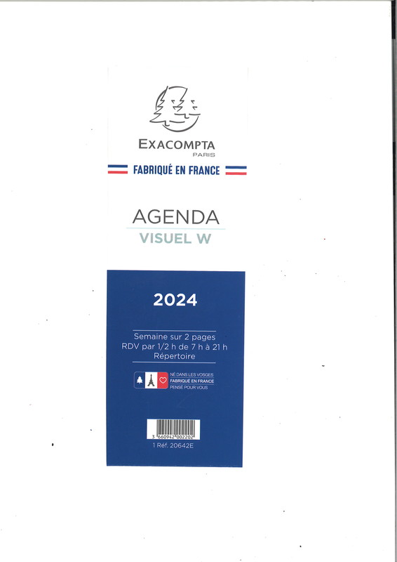 Agendas Exacompta 2024 - Modèle Visuel spirale - 20642E