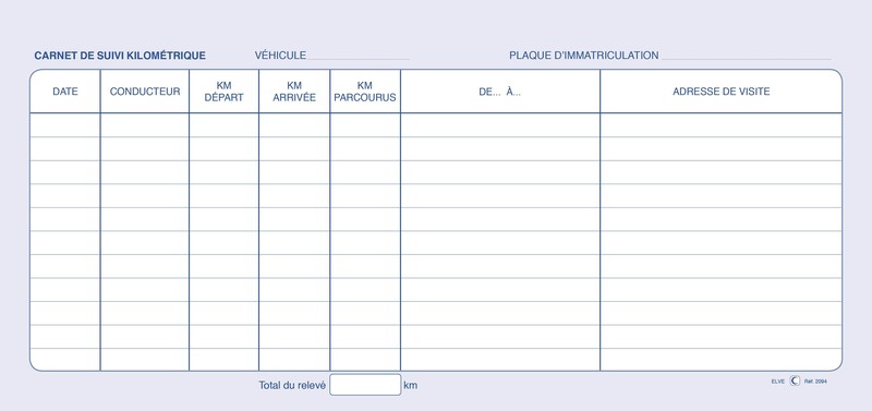 Modèle De Feuille De Route Kilométrage Conducteur ...