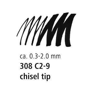 STAEDTLER Pigment liner 308 Feutre pointe biseau 2 mm.18h CAP-OFF.  Ecriture, les croquis et le dessin. ≡ CALIPAGE