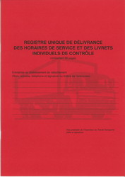 Registre de dlivrance des horaires de service et livrets de controle pour transport routier